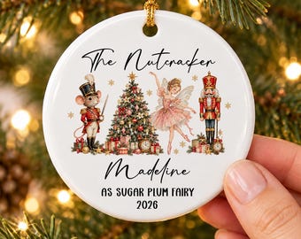 Personalized Nutcracker Ornament, Custom Kid Name Nutcracker, Bow Ballet Christmas Gift For Daughter, Nutcracker Roles Dancer Lover Keepsake