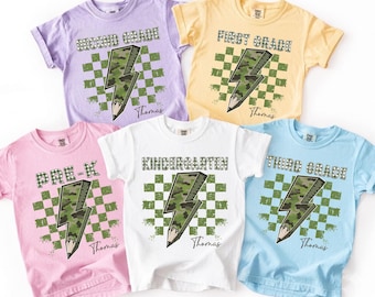 Custom Camo Back To School Boy Shirt, Personalized First Day of School Tee, Camo Boys School Shirt, Pre-K First Second Grade Gift