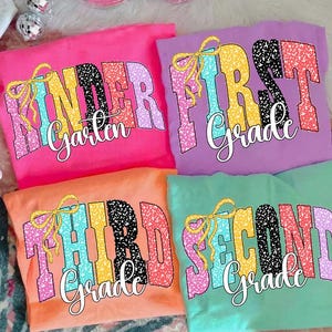 Retro Back to School Girls PNG Checkered Bundle, Kindergarten Kid Design, First Day Shirt PNG, Pre-K to Fourth Grade Png, School Girl File