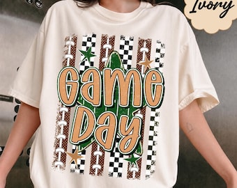 Comfort Colors Football Shirt, Retro Game Day Tee For Women, Fall Football Season Gift, Touchdown Tee, Football Mom T-Shirt