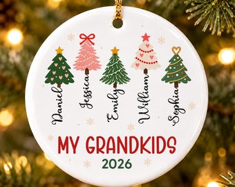 Custom Grandkids Names Christmas Ornament, Grandparent Christmas Ornament, Gifts for Papa Nana, Family Keepsake, Xmas Gifts 2026