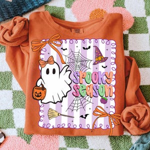 Coquette Spooky Season Png, Preppy Halloween Ghost Png, Retro Halloween Shirt Design, Cute Witchy Bats Sublimation, Girly Fall Pumpkin Png