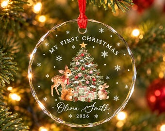 Baby First Christmas Newborn Glass Ornament 2026, Christmas Ornament Keepsake, Babies 1st year gift, Glass Ornament Gift For Baby