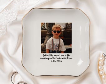 Custom Photo Mother of The Groom Jewelry Dish, Mother of The Bride Jewelry Plate, Jewelry Tray for Mom, Sentimental Wedding Day Gift For Mom