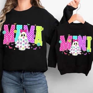 Halloween Mama Mini Neon Png, Mama Halloween Png, Spooky Mama Png, Spooky Season Png, Cute Halloween Ghost Png, Checkered Mama Mini Png