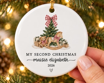 Second Christmas Ornament Girl Personalized, Girls 2nd Christmas Keepsake with Name 2026, Christmas Ornament Decor