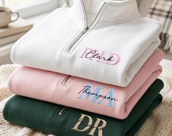 Personalize Embroidered Doctor Quarter Zip Sweatshirt, Doctor Sweatshirt, Medical school Graduation Sweatshirt, Doctors Monogram Shirt