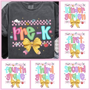 Bundle Coquette Back to School PNG, Teacher First Day of School Shirt Design, Girly Pencil Bow Sublimation, Pre-K Kindergarten 1st Grade Png