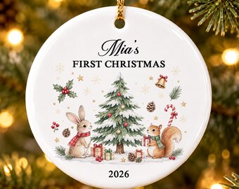 Baby's First Christmas Decoration,Keepsake Christmas Bauble Gift Ceramic Ornament,Personalised Baby's 1st Christmas Decoration,New Baby Gift