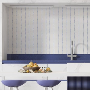 Blue and White Striped Wallpaper,  Minimalist Peel and Stick Wallpaper, Modern Home Decor, Vertical Stripe Wall Art