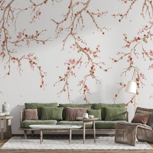 Cherry Blossom Branch Wallpaper – Elegant Floral Wall Mural for Living ...