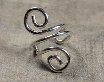 Handmade Sterling Silver Double Swirl Ear Cuff, No Piercing, 18 Gauge