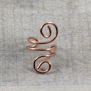 Double Swirl Ear Cuff, 18 Gauge Copper Wire, Handmade, Adjustable, Right or Left Side, Conch, No Piercing