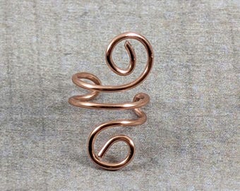 Handgemaakte koperen Double Swirl Ear Cuff, geen piercing