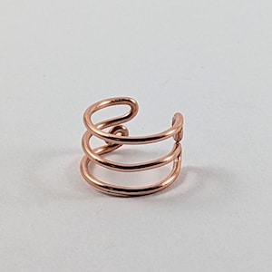 Triple Row Ear Cuff, 18 Gauge Copper Wire, Handmade, Adjustable, Right or Left Side, Conch, No Piercing
