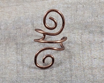Handgemaakte antieke koperen Double Swirl Ear Cuff, geen piercing
