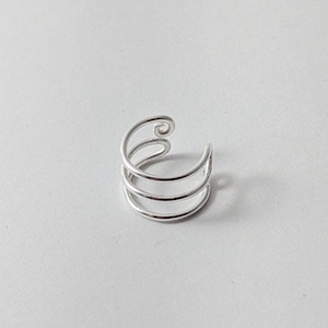 Triple Row Ear Cuff, 18 Gauge Sterling Silver Filled Wire, Handmade, Adjustable, Right or Left Side, Conch, No Piercing