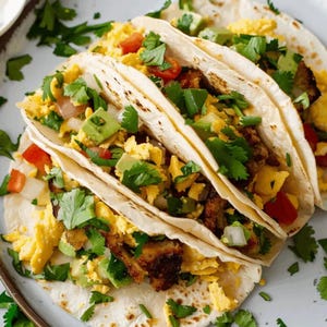Easy Breakfast Tacos with Fluffy Scrambled Eggs Recipe, avocado taco breakfast, best recipe pdf, download recipe pdf, cookbook recipe pdf