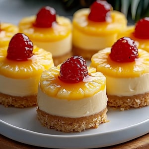 Mini Pineapple Cheesecake recipe, mini dessert, pineapple cake, pineapple cream dessert, no bake dessert, best recipe pdf, download recipe