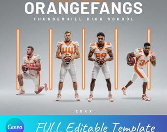 Neon Football Canva Templates Team Banners | Senior Sports Posters, Game Day Designs, Editable Sports Layouts Team Photo Backgrounds