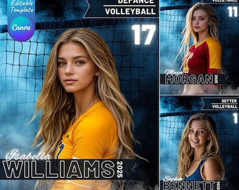 Custom Canva Volleyball Backgrounds & Templates, Volleyball Backdrops for Senior Sports Poster, School Banners, Editable Sports Canva Design