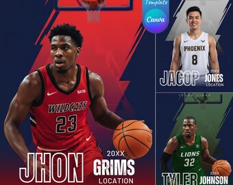 Custom Basketball Canva Templates Sports Backdrops | Senior Sports Posters, Banners, Canva Sport Photo Overlays | Custom Basketball Designs