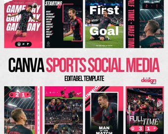 Sports Gameday Canva Templates, Professional Social Media Sport Designs, Photo Sports Marketing Bundle | Senior Editable Posters Backdrops