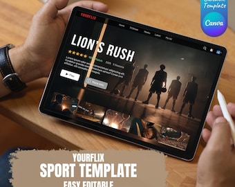 YOURFLIX Sports Slideshow Templates | Slides Editable Templates for Canva | Sport Movie Trailer, Gameday Graphics & Social Media Edits