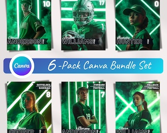GREEN Custom Canva Neon Sports Backdrops Template, Field Light Overlays, Stadium Designs, Photo Background Template Suitable for Every Sport