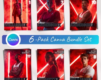 RED Custom Canva Neon Sports Backdrops Template, Field Light Overlays, Stadium Designs, Photo Background Template Suitable for Every Sport