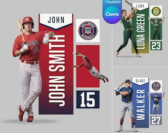 Editable Canva Sports Templates  Senior Posters | Baseball Softball Designs, Memory Athlete Posters Social Media