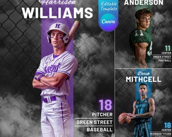 Create Custom Sports Backdrops for Senior Poster, Basketball, Volleyball, Baseball Canva Backgrounds Services, Senior Sports Banner Template