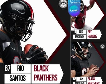 Editable Sports Gameday Canva Templates | Football Social Media Designs, Player Photo Stats Graphics Backgorunds & Custom Sports Backdrops
