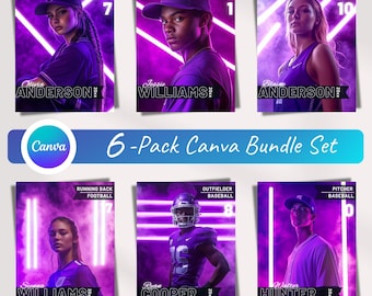 PURPLE Custom Canva Neon Sports Backdrops Template, Field Light Overlays, Stadium Design, Photo Background Template Suitable for Every Sport