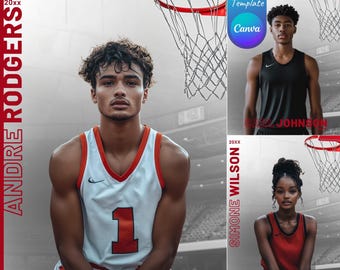 Photo Canva Sports Templates Bundle | Create Custom Posters, Senior Banners Basketball Backdrops, Photo Templates Basketball Designs Overlay