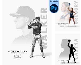 Editable Photoshop Sports Template, Player Gameday & Social Media Templates | PSD Designs for Team Graphics