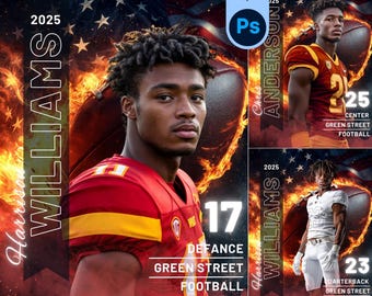Football Photoshop Templates Backdrops, Senior Photo Sports Postera, Overlays Editable Digital Backgrounds, Editable Football Templates Gift