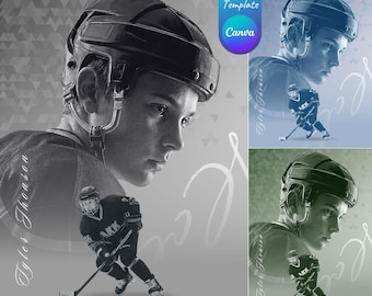 Custom Ice Hockey Canva Templates & Gameday Senior Sports Posters | Athlete Banners, Game Day Graphics and Editable Sports Photo Designs