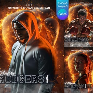 Custom Boxing Canva Templates Backdrops | Senior Sports Posters, Boxer Overlays Sports Banners Backdrops | Editable Canva Background Designs