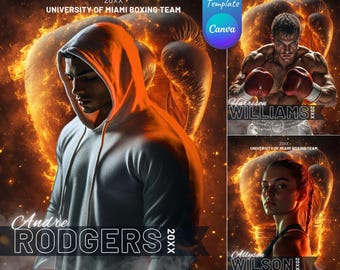 Custom Boxing Canva Templates Backdrops | Senior Sports Posters, Boxer Overlays Sports Banners Backdrops | Editable Canva Background Designs