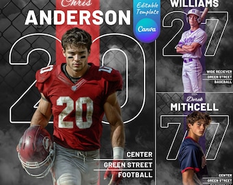 Football Custom Sports Backdrop for Senior Poster, Basketball, Volleyball, Baseball Canva Backgrounds Services, Senior Sport Banner Template
