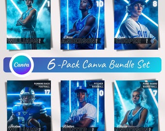BLUE Custom Canva Neon Sports Backdrops Template, Field Light Overlays, Stadium Designs, Photo Backgrounds Template Suitable for Every Sport