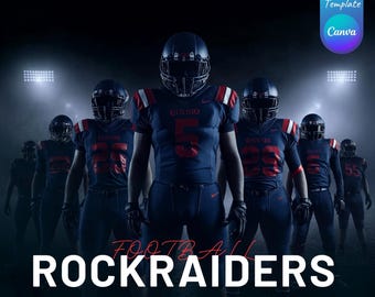 Rockraiders Football Canva Templates Team Banners | Senior Sports Posters, Game Day Designs, Editable Sports Layouts Team Photo Backgrounds