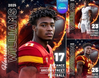 Custom Canva Football Templates Backdrops | Canva Football Backgrounds for Senior Sports Posters & Banners | Editable Football Overlays Gift