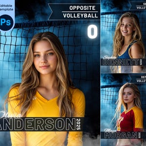 Photoshop Volleyball Templates Custom Photo Backdrops | Senior Sports Posters | Overlays Editable Sports Designs Backgrounds, School Banners