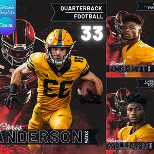 Custom Canva Football Backdrop Senior Sports Templates, Digital Backgrounds Templates for Senior Posters and Banners, Photo Football Posters