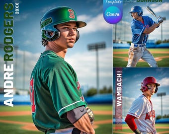 Baseball Canva Custom Photo Template | For Senior Sports Poster, Baseball Cards, Custom Posters, Player Cards, Sports Banners Backdrops Gift