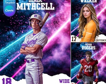 All Sports Custom Canva Backdrop for Senior Poster, Basketball, Volleyball, Baseball Canva Backgrounds Services, Sport Banner Template Photo