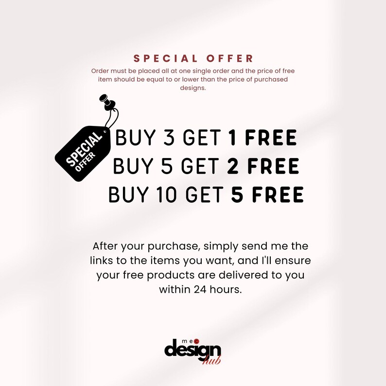 May include: A promotional graphic with text on a light background. The text reads "SPECIAL OFFER" and details a "BUY 3 GET 1 FREE" promotion, along with other offers. A black tag with "SPECIAL OFFER" is in the upper left.