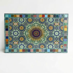 Moroccan Mosaic Table – Colorful Zellij rectangular Patio and Garden Table , Outdoor Coffee, Side Table Art
